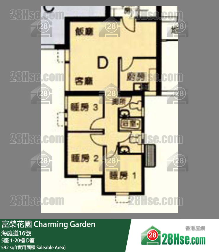 富荣花园 5座7楼 D室 平面图