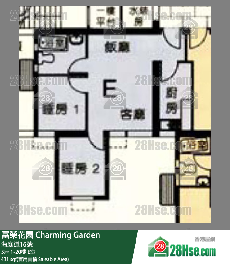 富荣花园 5座3楼 E室 平面图