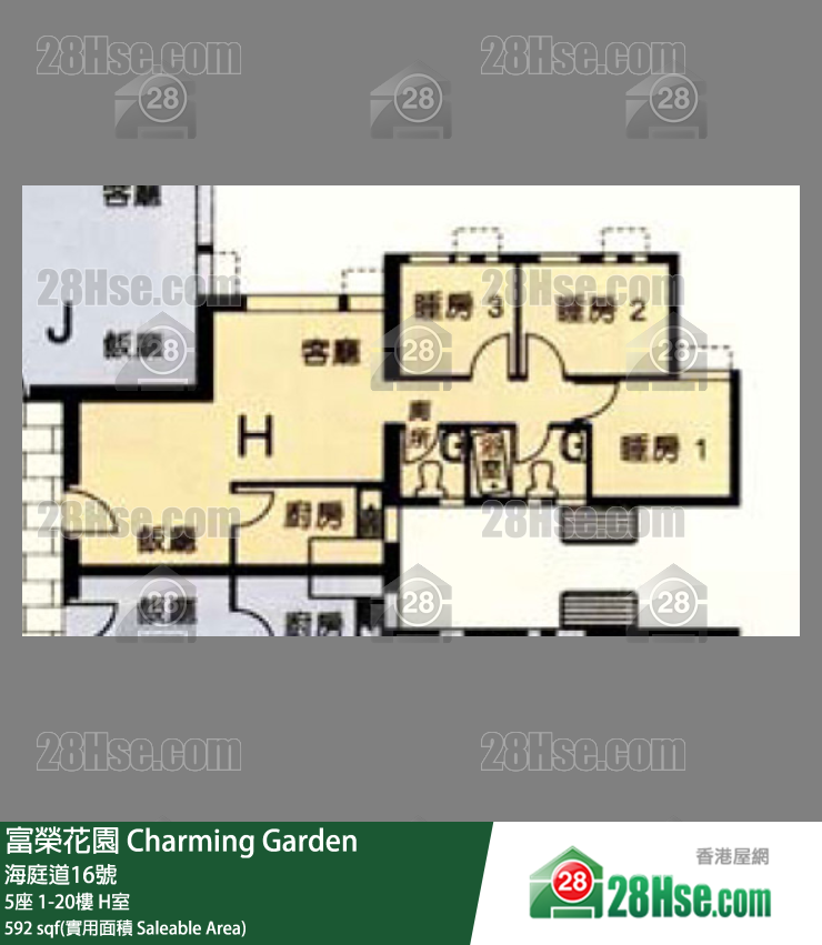 富荣花园 5座2楼 H室 平面图