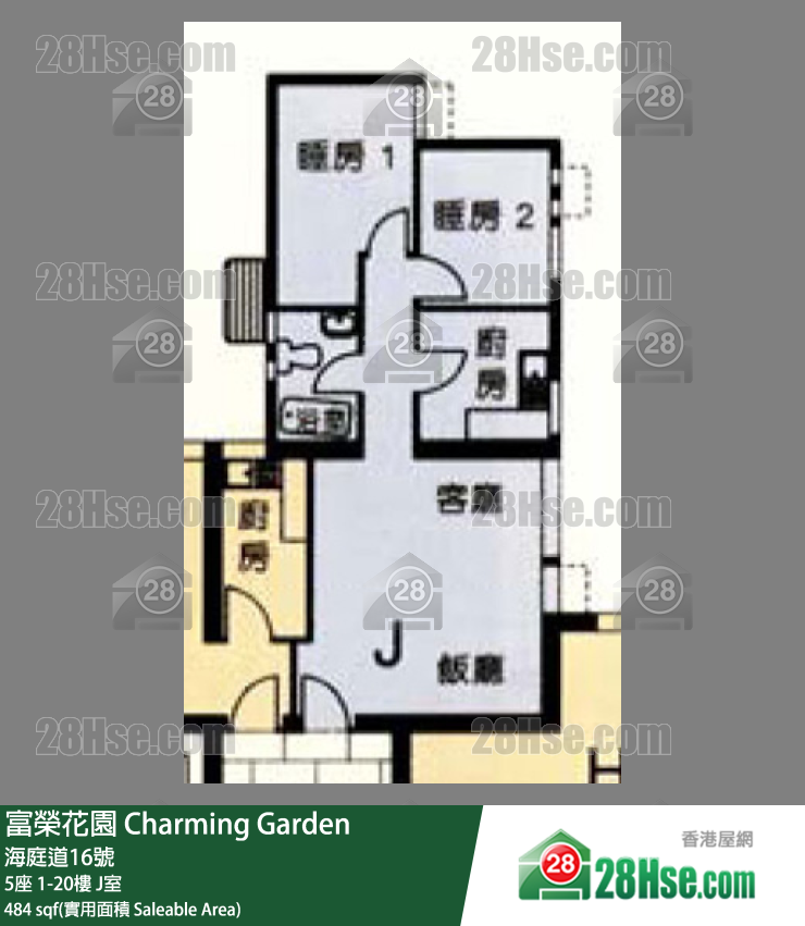 富荣花园 5座9楼 J室 平面图