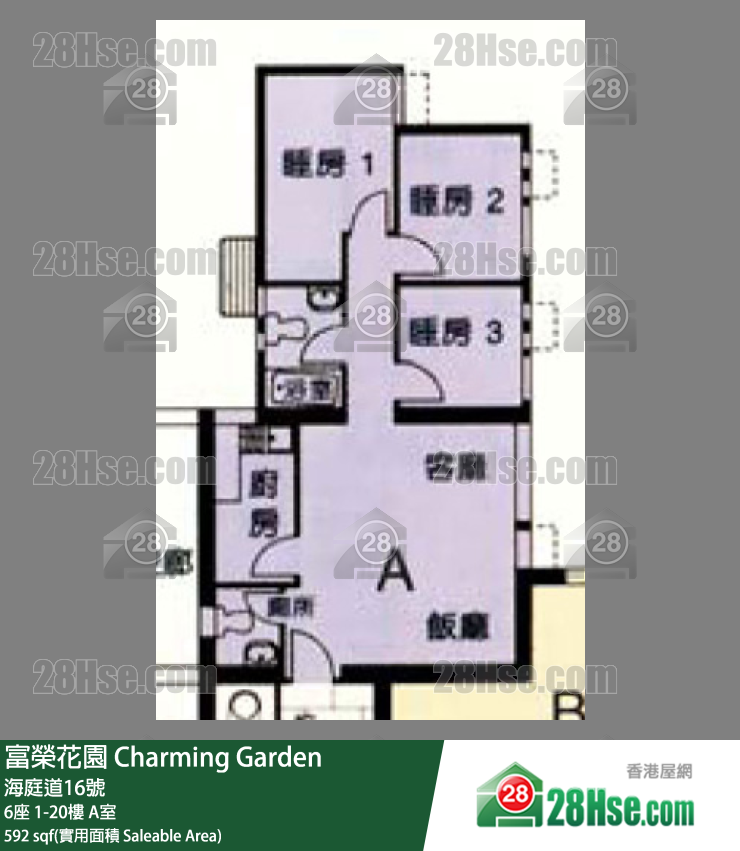 富荣花园 6座 6楼 A室 平面图