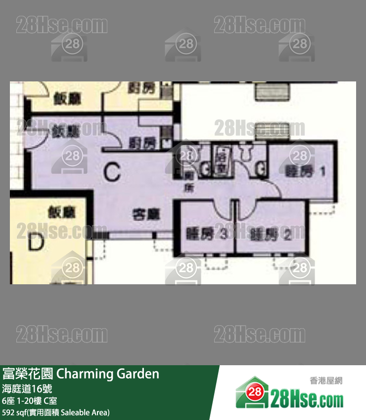 富荣花园 6座20楼 C室 平面图