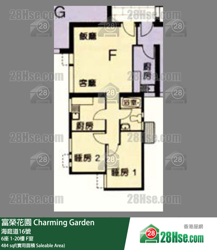 富荣花园 6座 8楼 F室 平面图