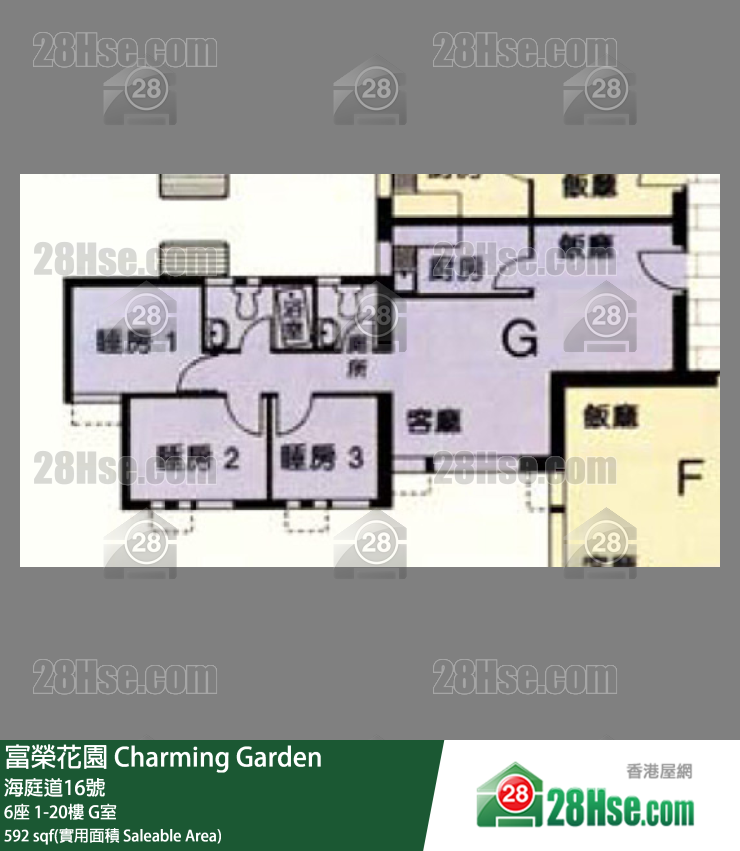 富荣花园 6座14楼 G室 平面图