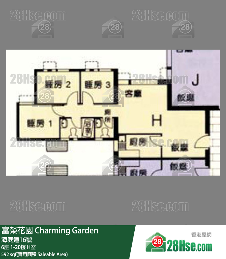 富荣花园 6座2楼 H室 平面图