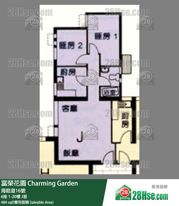 富荣花园 6座20楼 J室 平面图