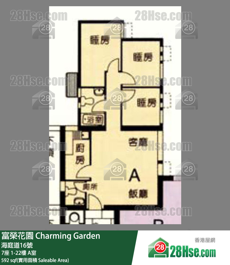 富荣花园 7座8楼 A室 平面图