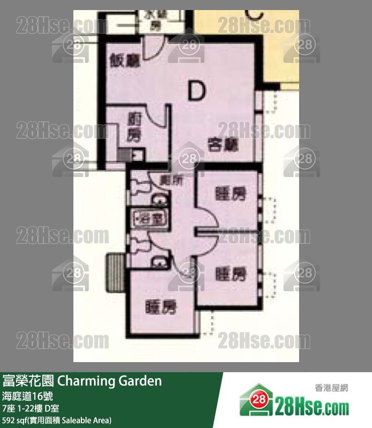 富荣花园 7座2楼 D室 平面图