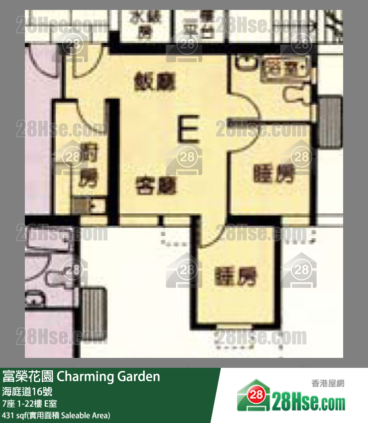 富荣花园 7座9楼 E室 平面图