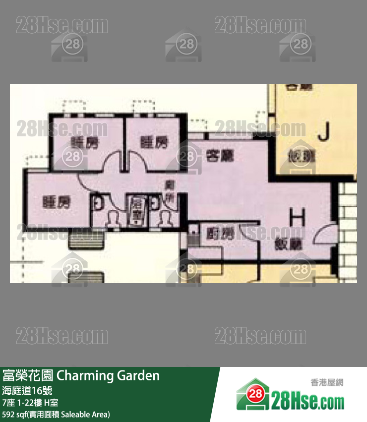 富荣花园 7座13楼 H室 平面图