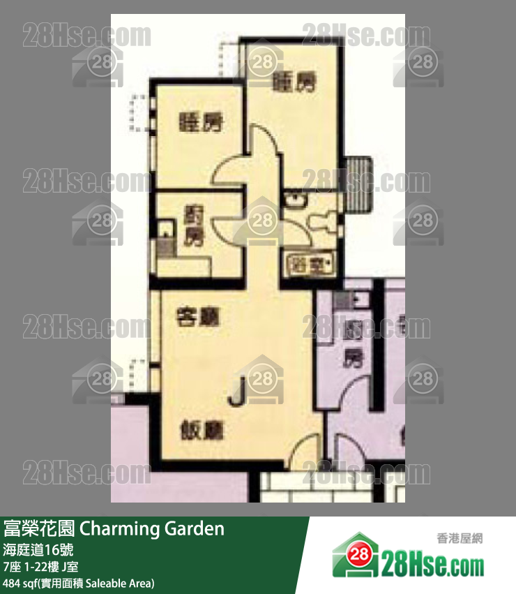 富荣花园 7座3楼 J室 平面图