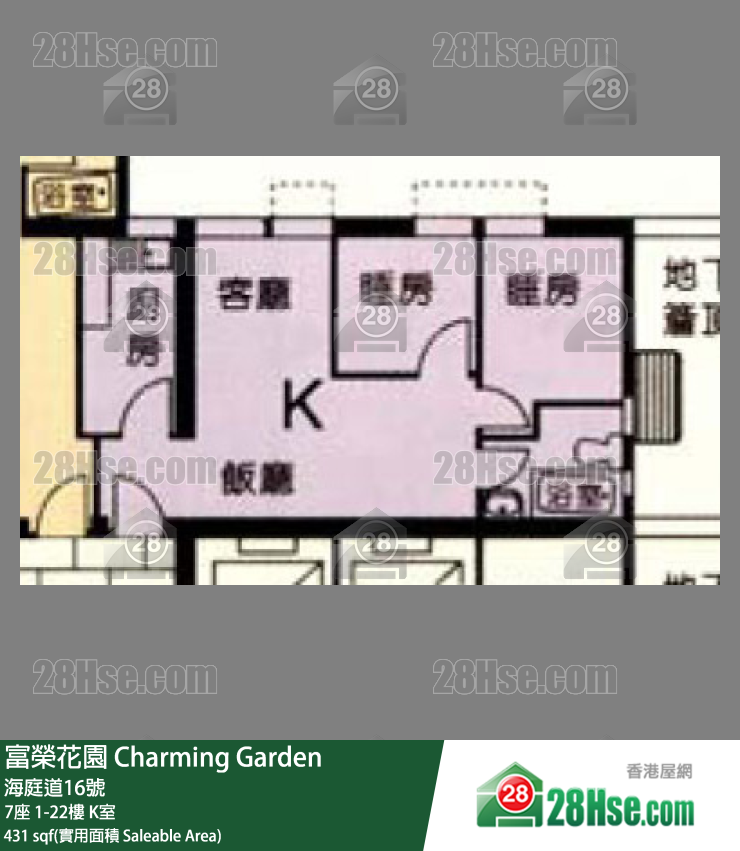 富荣花园 7座14楼 K室 平面图