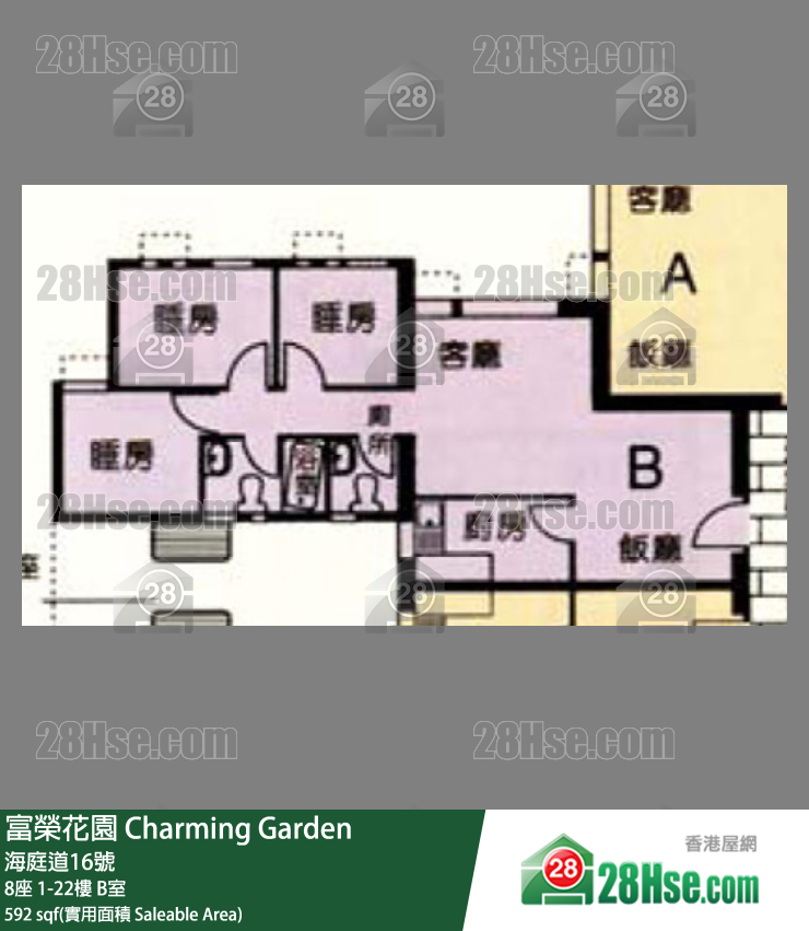 富荣花园 8座22楼 B室 平面图