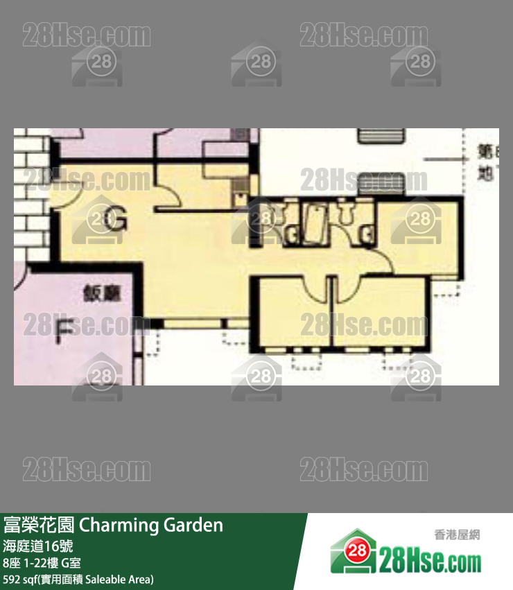 富荣花园 8座22楼 G室 平面图