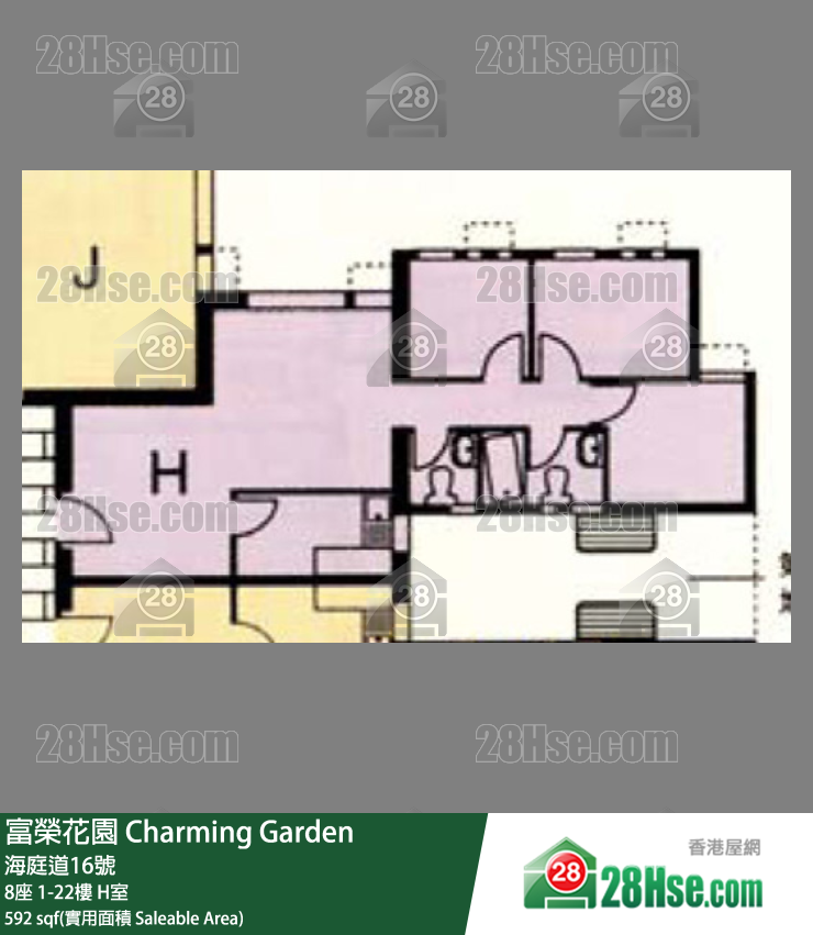 富荣花园 8座10楼 H室 平面图