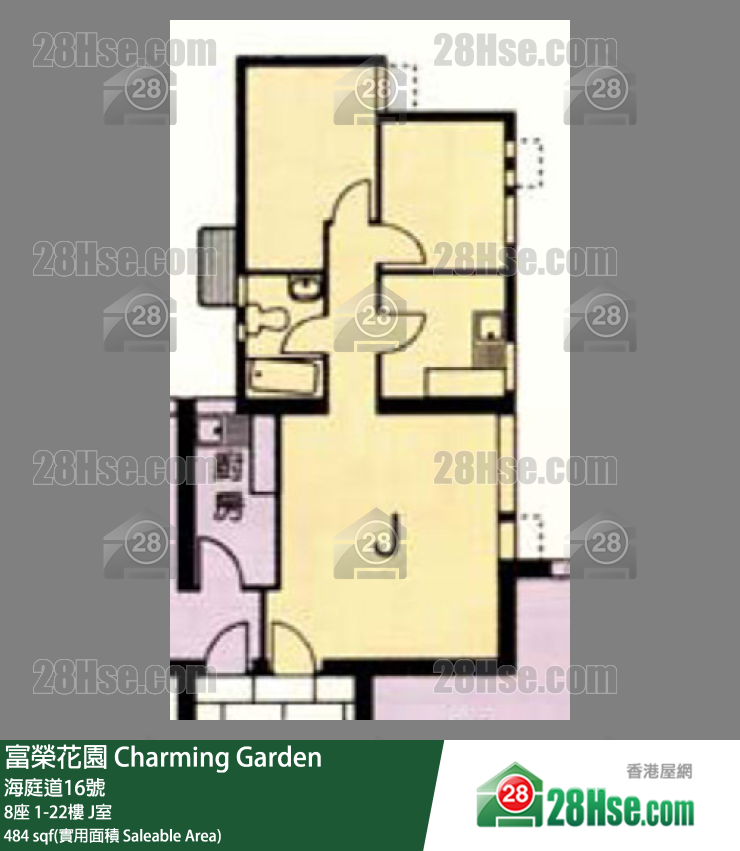 富荣花园 8座18楼 J室 平面图