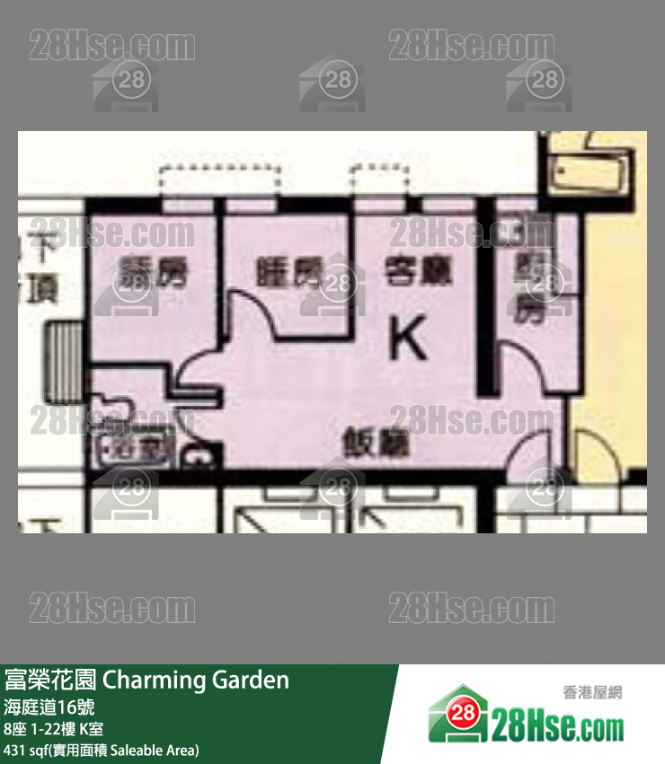 富荣花园 8座18楼 K室 平面图