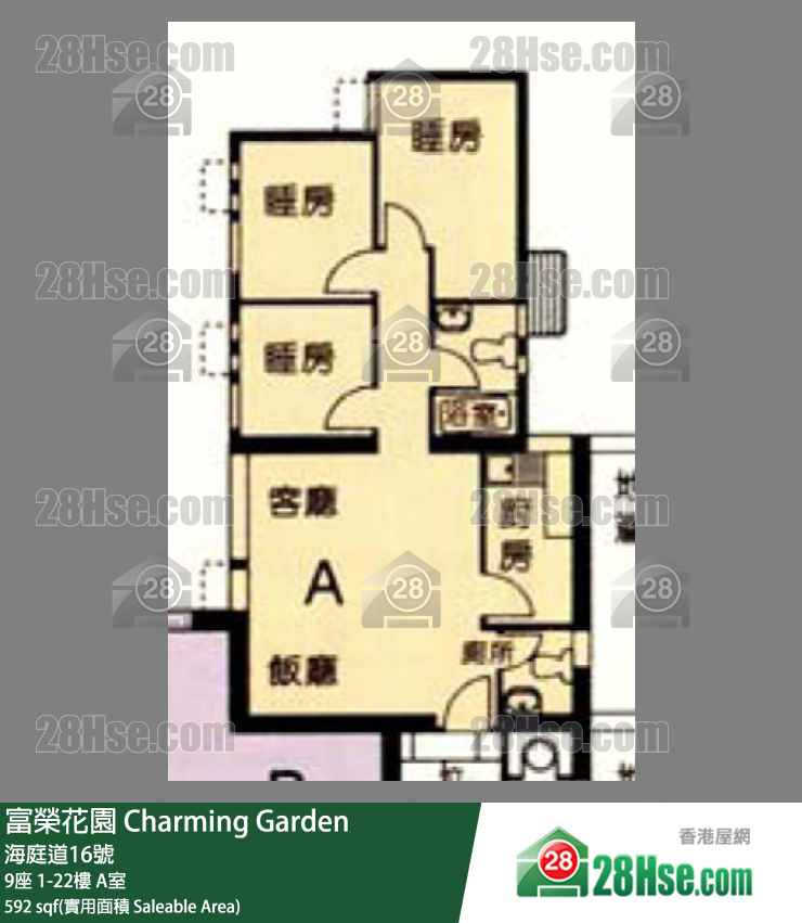 富荣花园 9座20楼 A室 平面图