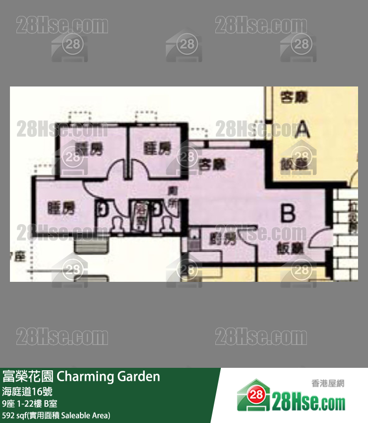 富荣花园 9座12楼 B室 平面图