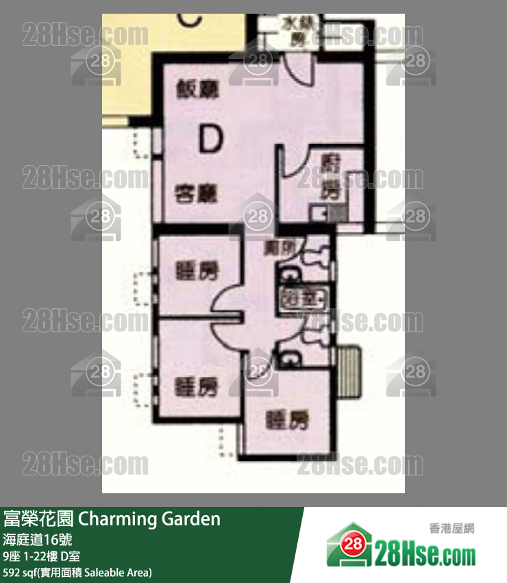 富荣花园 9座 1楼 D室 平面图