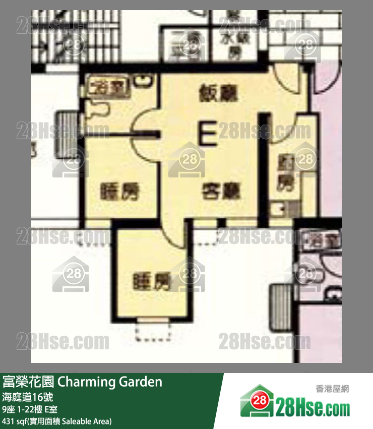 富荣花园 9座16楼 E室 平面图