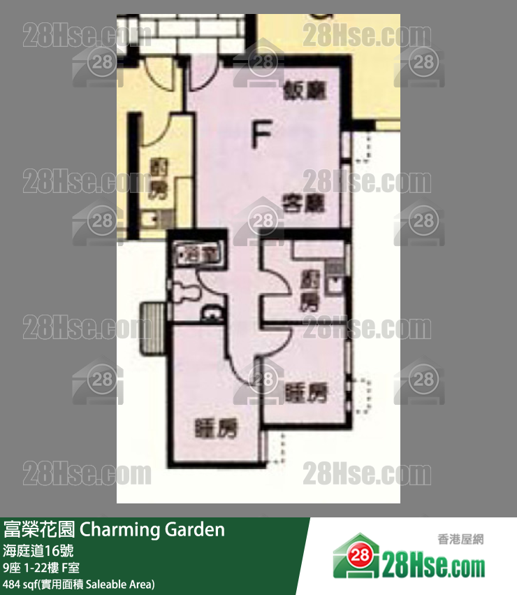 富荣花园 9座21楼 F室 平面图