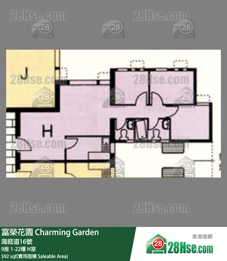 富荣花园 9座4楼 H室 平面图