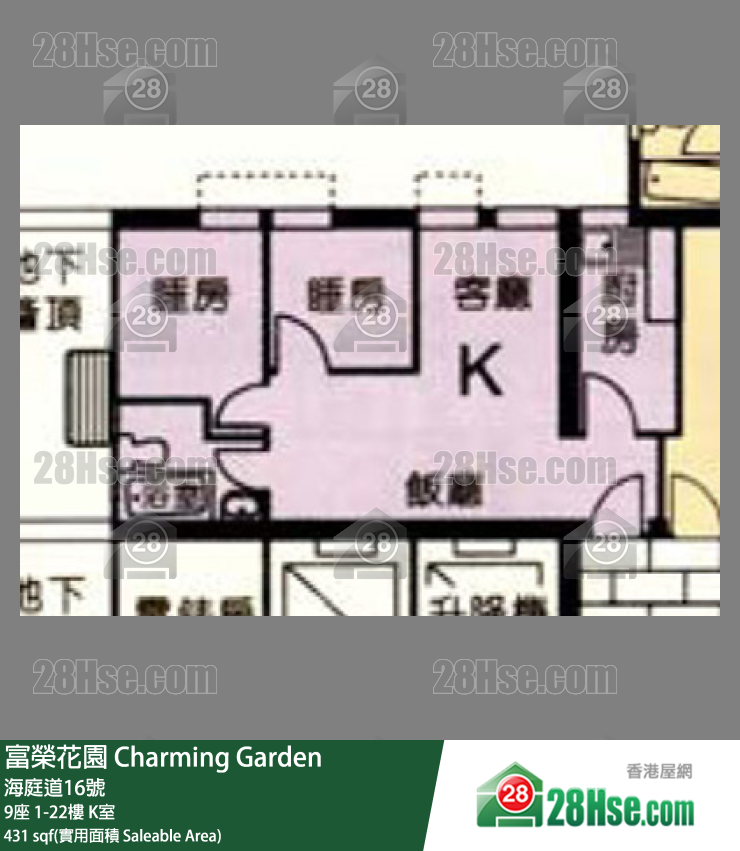 富荣花园 9座22楼 K室 平面图