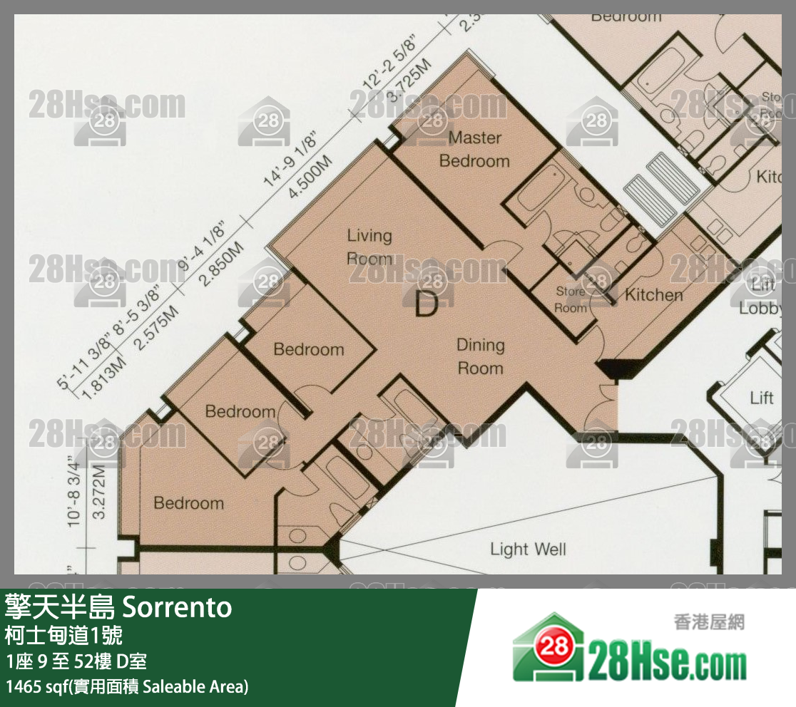 Sorrento, Flat D, 22/F, Tower 1 FloorPlan