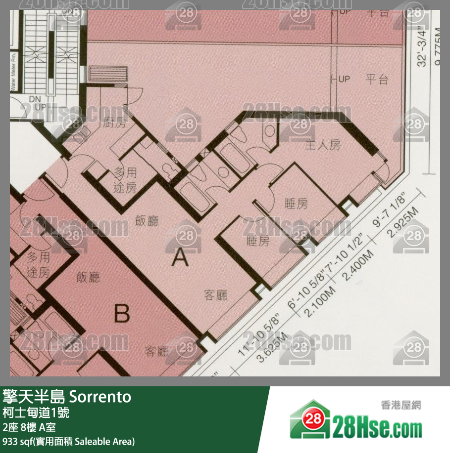 擎天半岛 2座8楼 A室 平面图