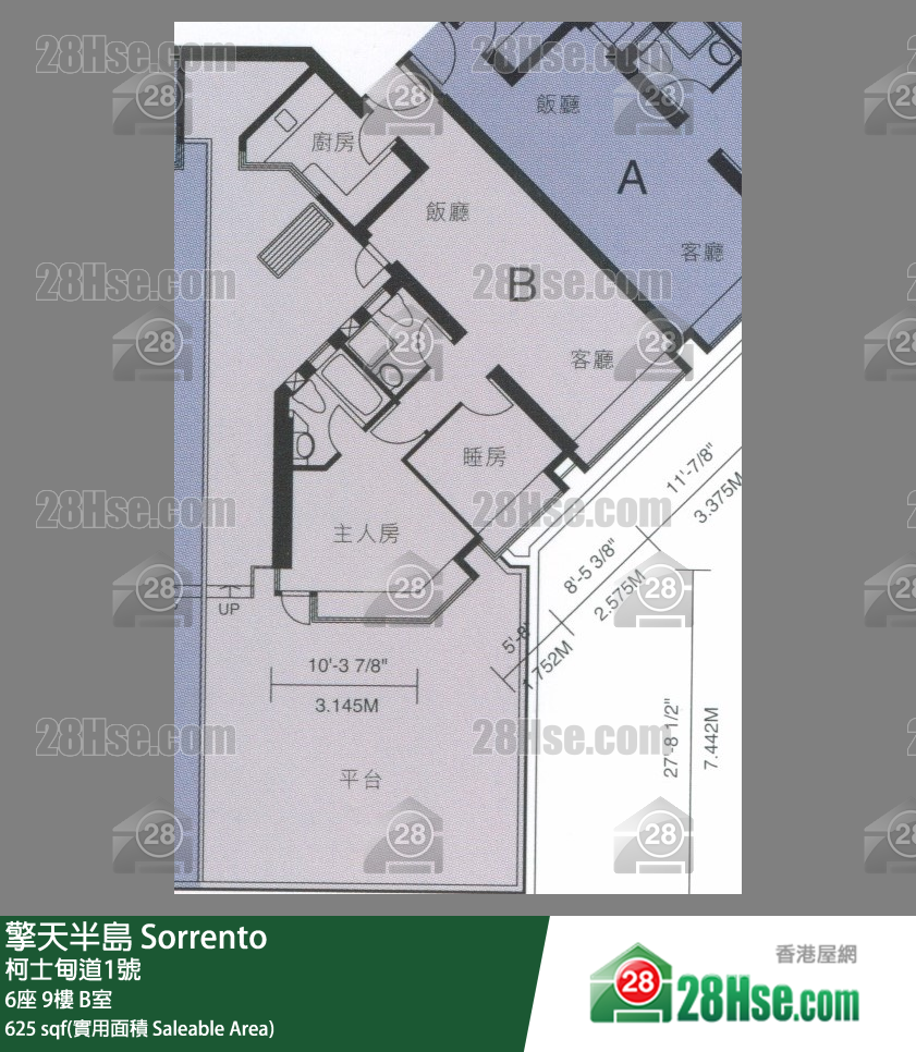 擎天半岛 6座9楼 B室 平面图