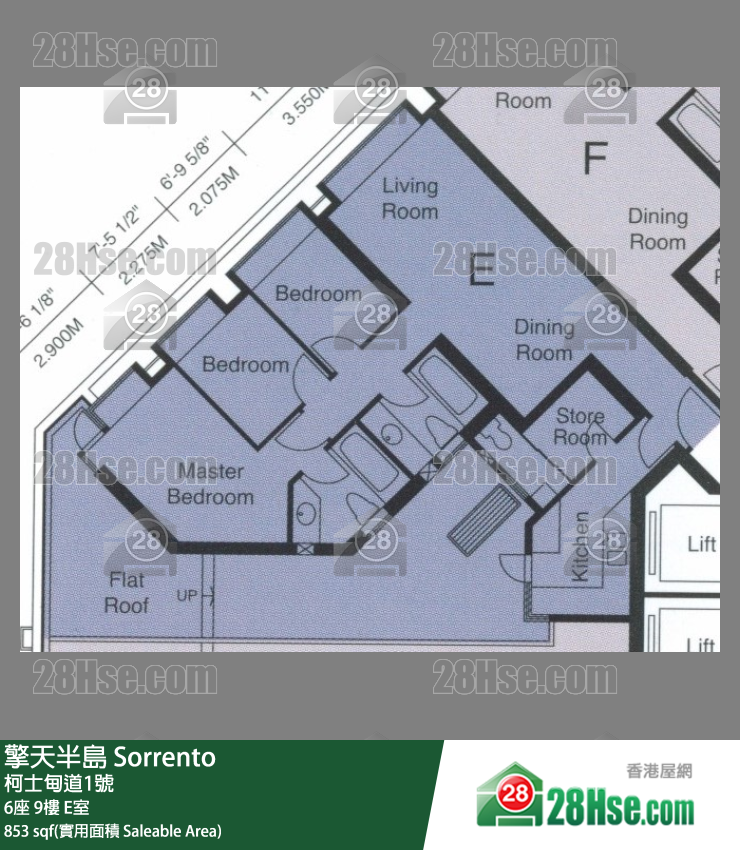擎天半岛 6座 9楼 E室 平面图