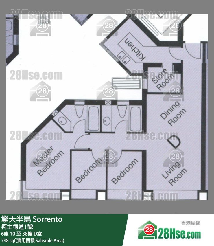 Sorrento,  Flat D, 30/f, Tower 6 FloorPlan