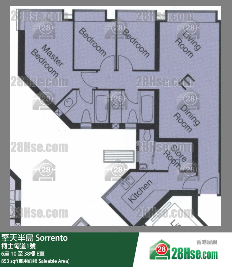 Sorrento, Flat E, 38/F, Tower 6 FloorPlan