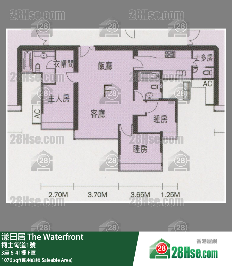 漾日居 3座28楼 F室 平面图
