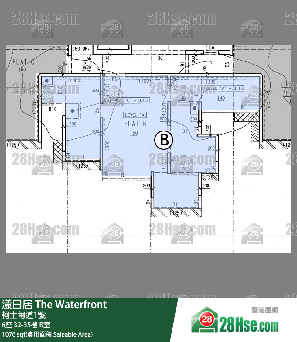 漾日居 6座32楼 B室 平面图