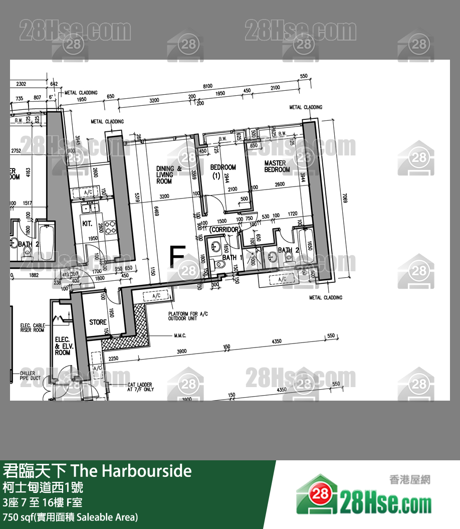 君临天下 3座16楼 F室 平面图