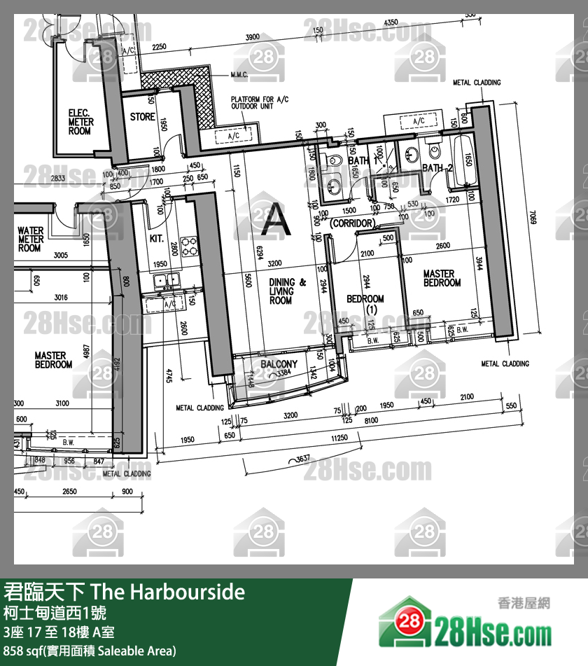 君臨天下 3座18樓 A室 平面圖