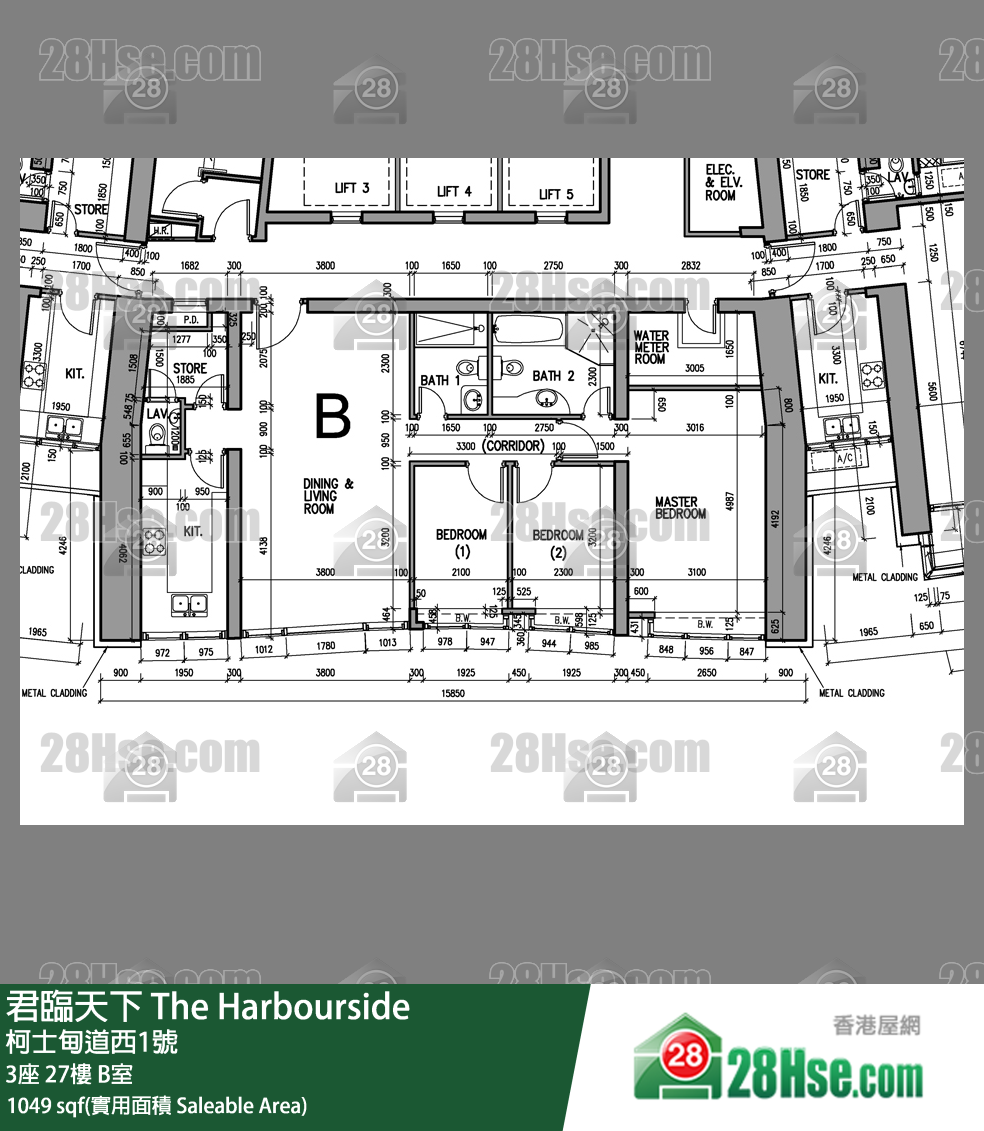 君临天下 3座 27楼 B室 平面图