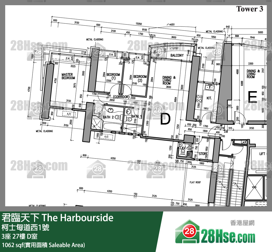 君临天下 3座27楼 D室 平面图