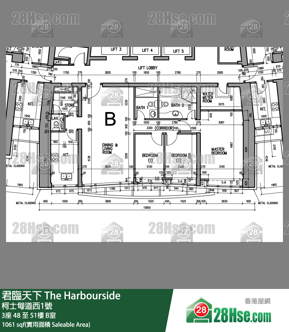 君临天下 3座50楼 B室 平面图
