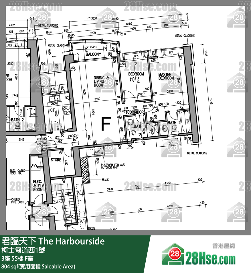 君临天下 3座55楼 F室 平面图
