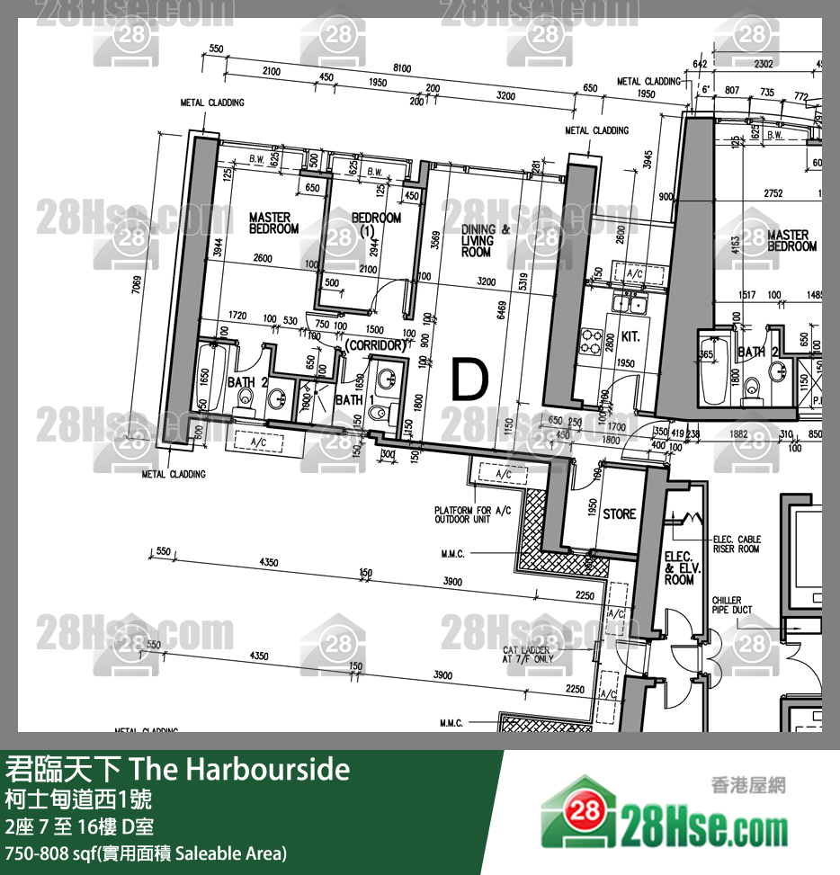 君临天下 2座10楼 D室 平面图