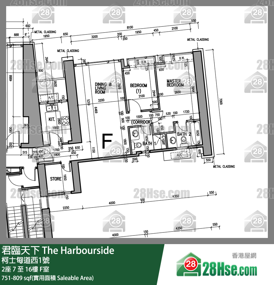 君临天下 2座11楼 F室 平面图