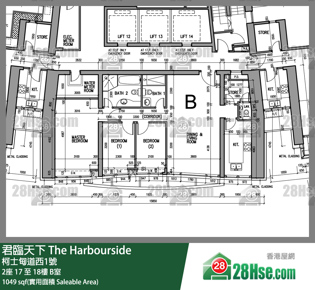 君临天下 2座17楼 B室 平面图