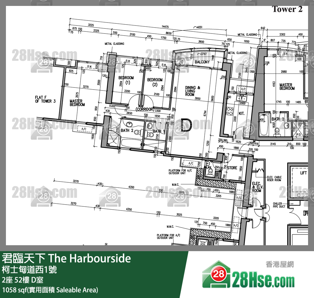 君临天下 2座52楼 D室 平面图
