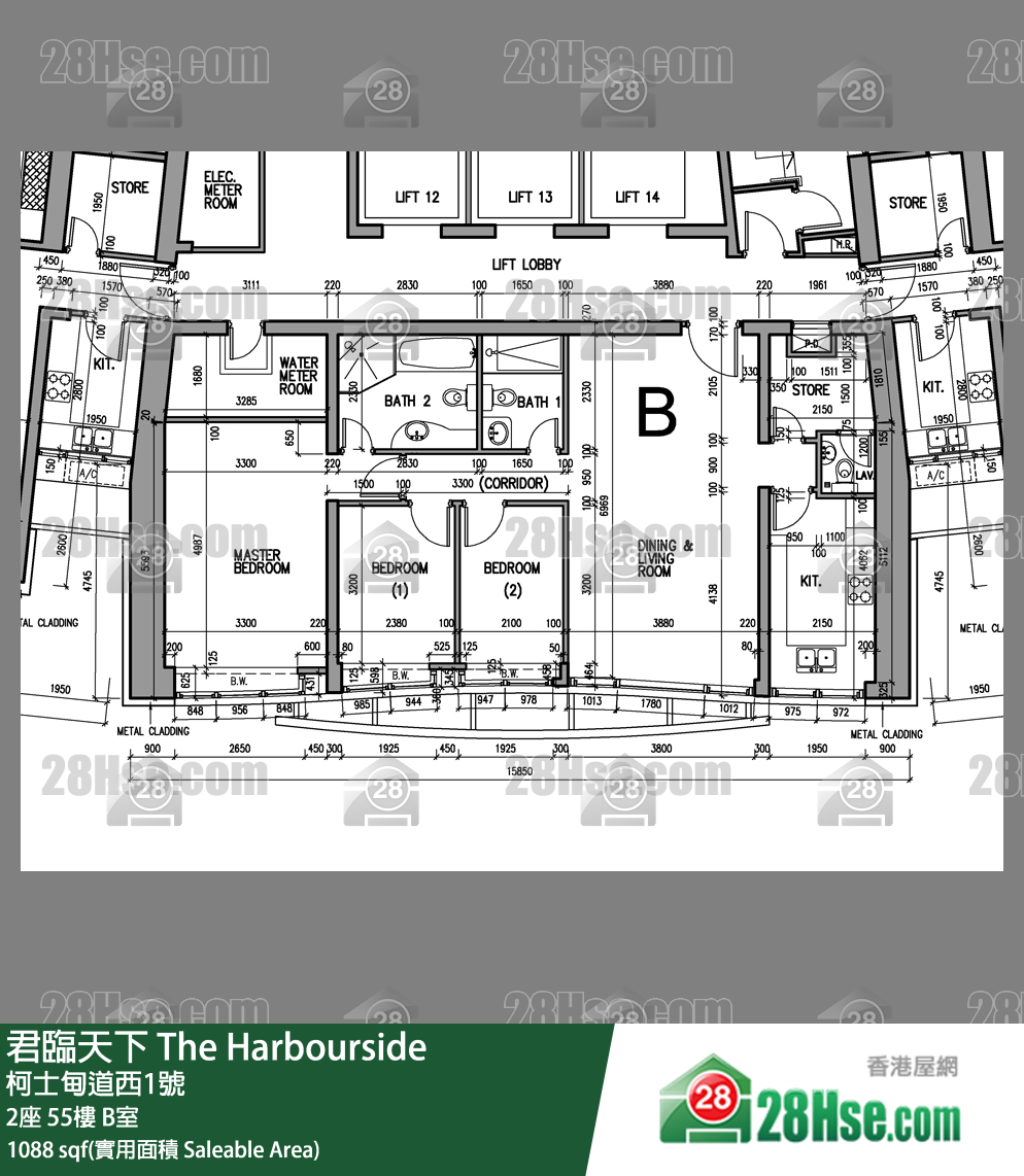 The Harbour Side,  Flat B, 55/f, Tower 2 FloorPlan