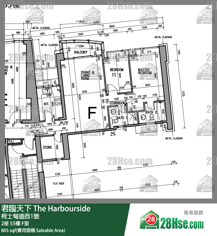 君临天下 2座55楼 F室 平面图