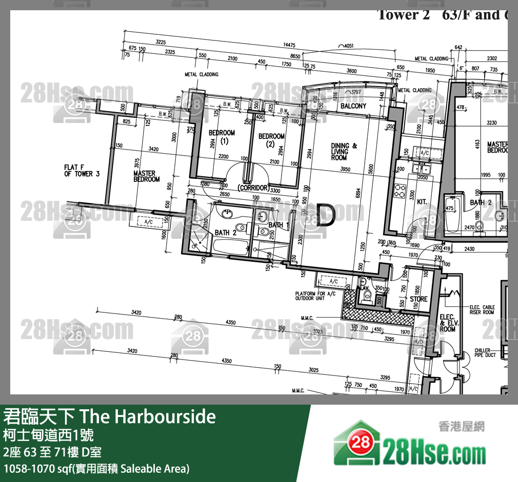 君临天下 2座70楼 D室 平面图
