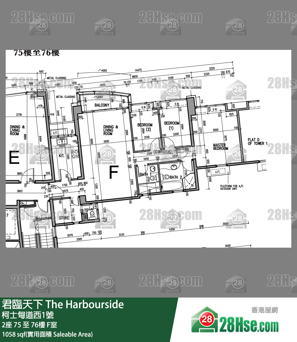 君临天下 2座76楼 F室 平面图